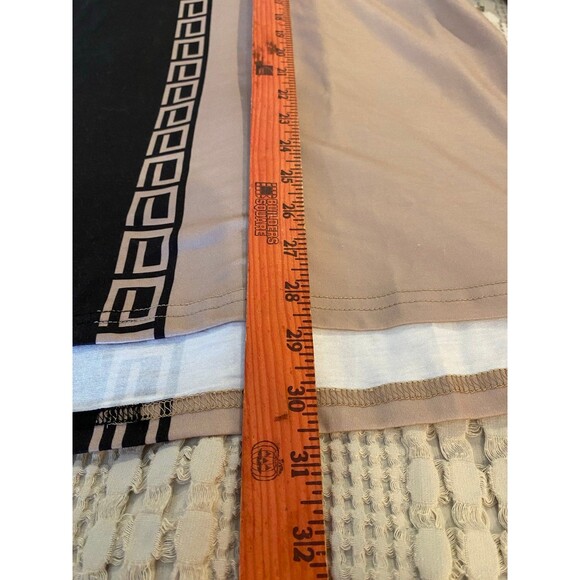 Exclusive Geo Trim Color block Womens Size Large Black Tan Hi Low Pullover Top - Picture 10 of 10